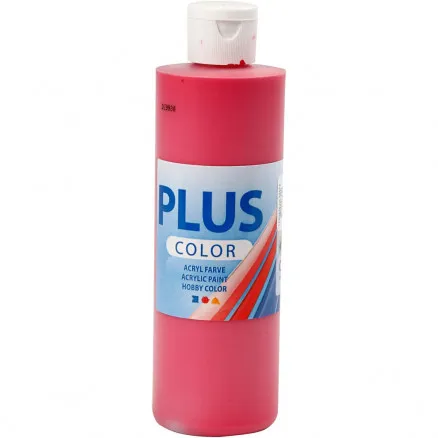 Plus Color Hobbymålning, Primärröd, 250 ml/1 fl.